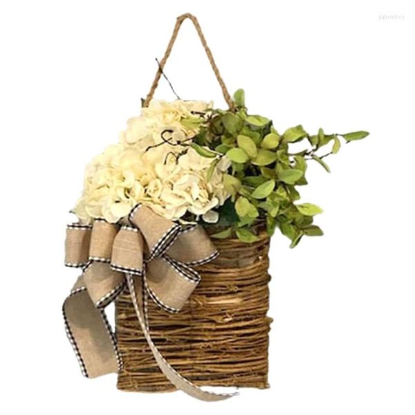 Декоративные цветы весенняя дверь полевых цветов, висящая корзина венок, приветственный знак пасхального дня для переднего декора