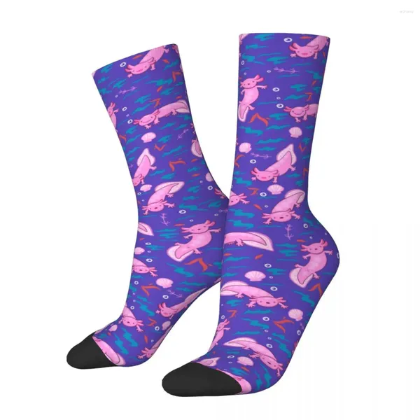 Мужские носки осень-зима сумасшедший дизайн для женщин и мужчин милый аксолотль саламандра водные животные поглощают пот баскетбольные мячи