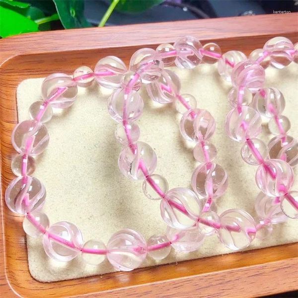 Filo di quarzo rosa naturale con bottoni braccialetto di perline pietra preziosa cristallo curativo rotondo donna uomo gioielleria raffinata regalo 12 mm