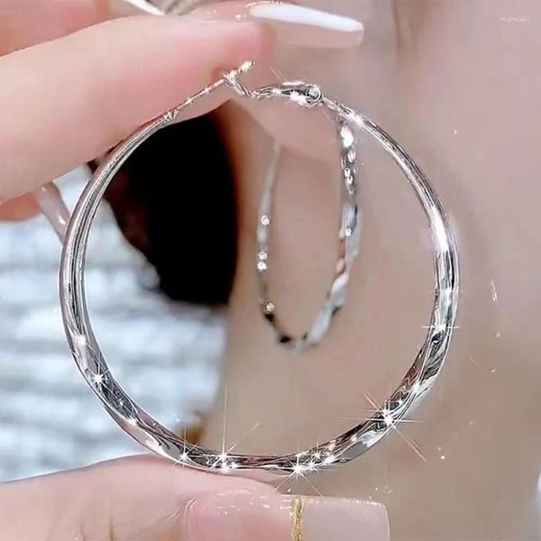 Orecchini a cerchio BLIJERY Trendy Argento Colore oro Grandi gioielli semplici di moda per accessori da indossare ogni giorno da donna