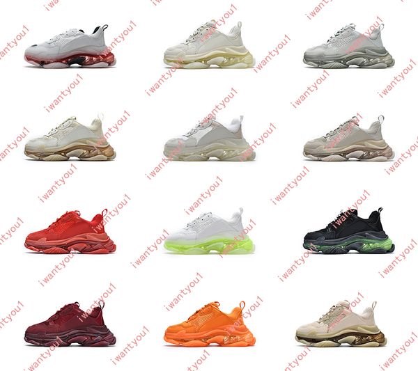 Designer Triple S Dad Sapatos Speed Trainer Plataforma Paris 17FW Homens Mulheres Vácuo Almofada Airpillow Sapatilhas Treinadores Esportivos com Caixa Original 35-46