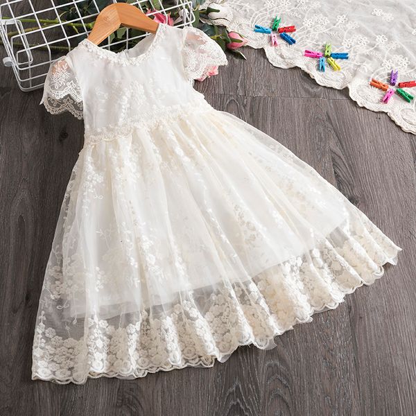 Vestidos de menina Vestido de verão de renda branca Tutu bebê roupas casuais roupas meninas vestidos para festas e casamentos princesas crianças roupas 230413
