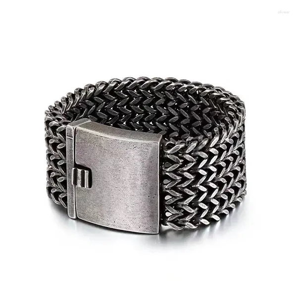 Link Armbänder 30mm Schwere Punk Matte Pinsel Schwarz Mesh Kette Männer Frauen Hiphop Vintage Edelstahl Drachen Armreif Schmuck