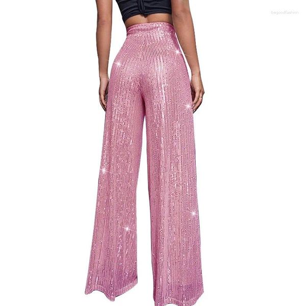 Pantaloni da donna JAMERARY Paillettes Gamba larga per donna Pantaloni lunghi eleganti da festa con elastico in vita Lady