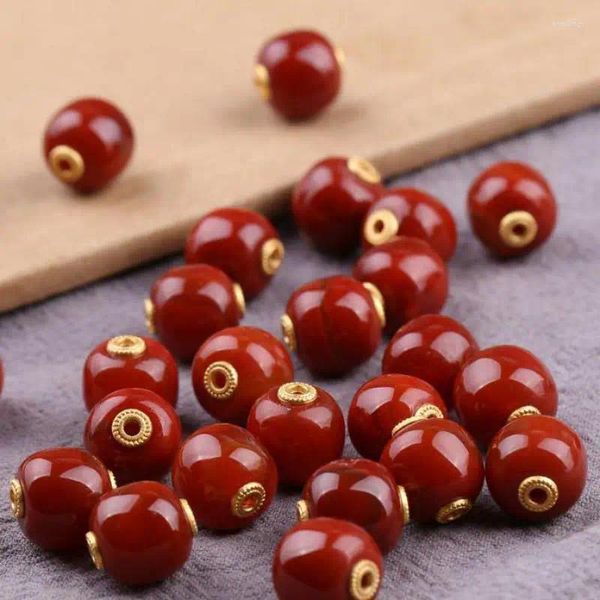 Pedras preciosas soltas 13mm contas de barril de ágata vermelha natural para fazer jóias diy pulseira de corda colar de contas encantos acessórios de contas