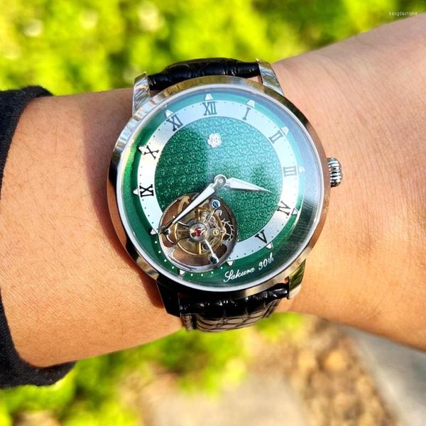 Armbanduhren SAKURA Tourbillon Uhr Herren Luxus Handaufzug Mechanisch Business 42mm Leuchtende Wasserdichte Uhren Limited Edition