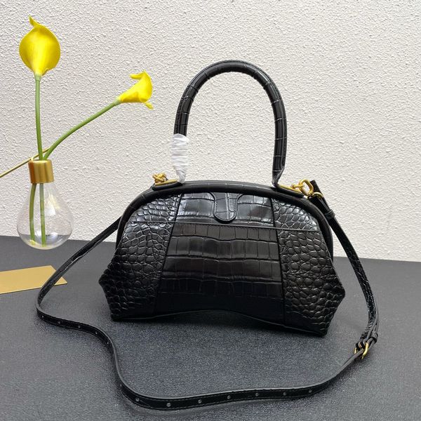 7a Moda BB Editor de ombro com padrão de crocodilo Padrão magnético para mulheres de alta capacidade de couro genuíno Bolsa de pulso de metal designer bolsa de luxo