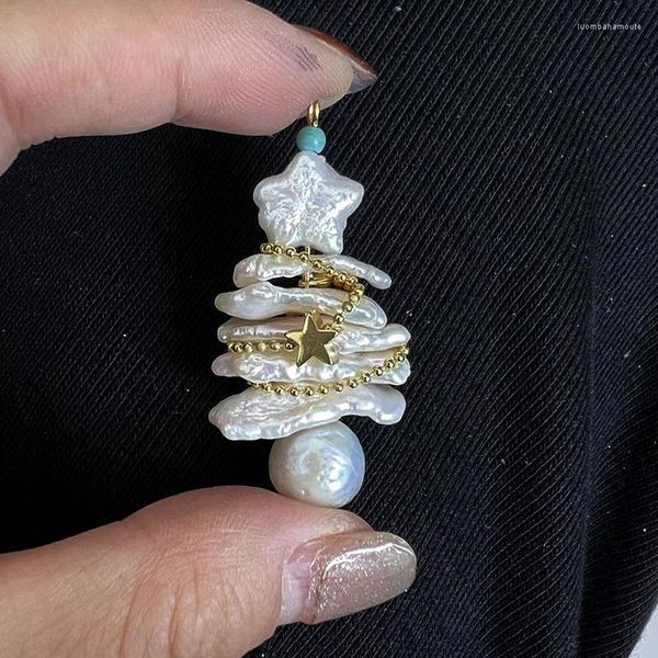 Colares pendentes 2023 Pearl Christmas Tree Gift Fashion Ano de Natal