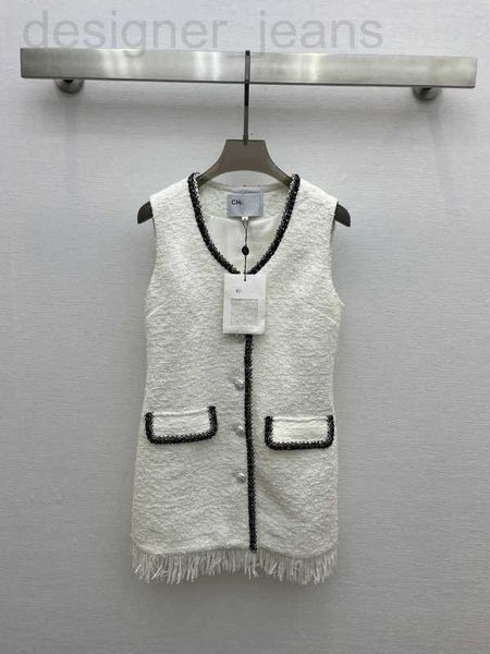 Abiti casual di base firmati Autunno e inverno Nuovo CH Nanyou Gaoding Xiaoxiangfeng Abito da canotta con fiori spessi per l'industria pesante francese OEE6