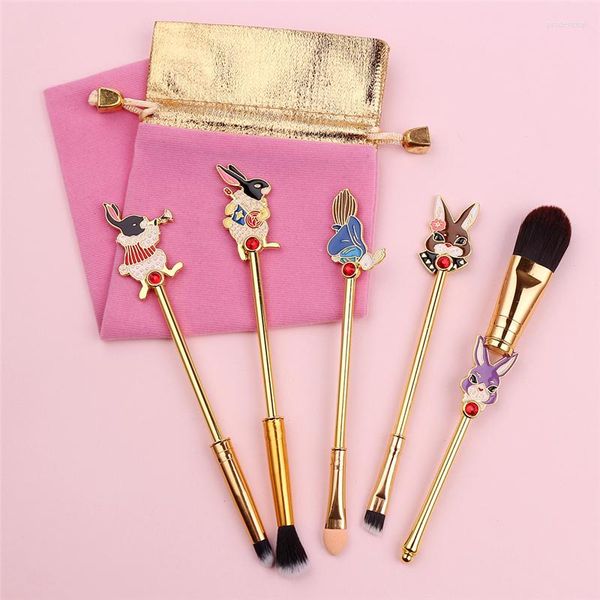 Make-up-Pinsel Fancy 5pcs Robbit Theme Cosmetics Beauty Tool Powder Foundation Shadow Blush Pink Soft Hair Highlighter Brush