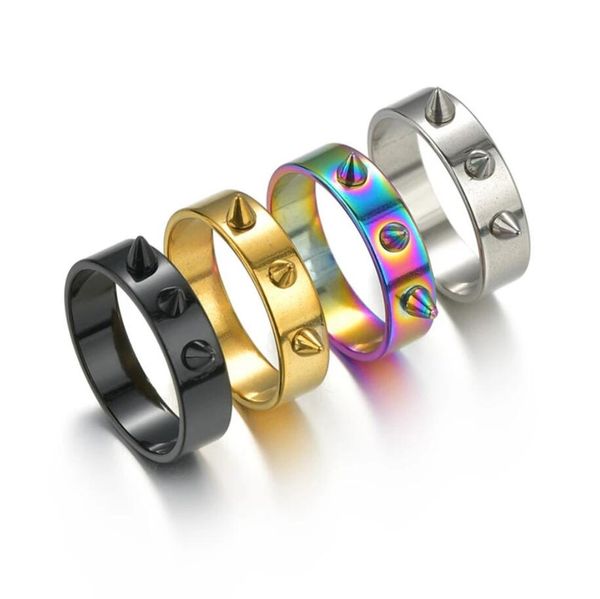 Stahl Spike Nieten Kegel Selbstverteidigung Nagel Widerhaken Ringe Dorn Kopf Ring Männer Frauen Punk Stil Ring Halloween Geschenk