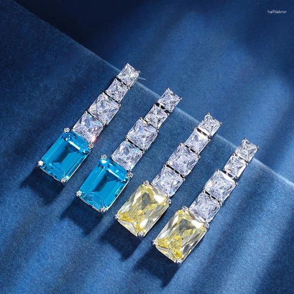Colares Pingente SpringLady Retro 10 16mm Topázio Aquamarine Brincos Para Mulheres Encantos Gemstone Party Casamento Fine Jewelry Lady Presentes
