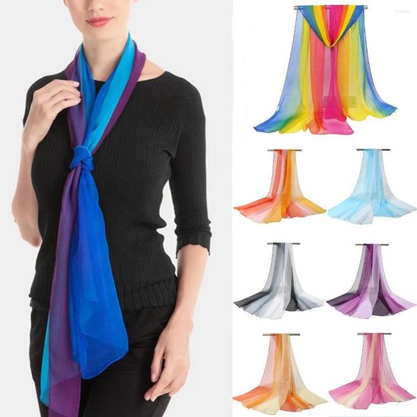 Schals Mode Farbverlauf Feste Schal Frauen Chiffon Georgette Lange Schal Sommer Bandana Elegante Hijab 50 160 cm