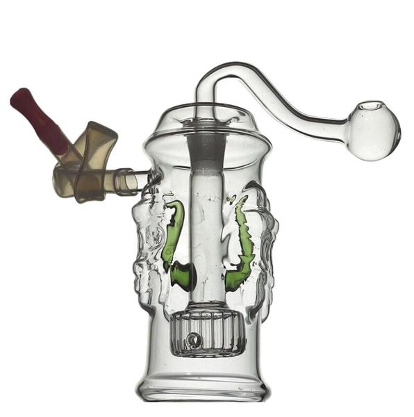 ACOOK Mini bong in vetro per bruciatore a nafta con pipa ad acqua Recycler Dab Rig Bong Bong manuale con braciere da 10 mm