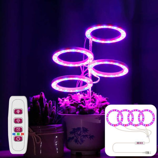 Grow Lights 3 Farben Pflanzen wachsen Lampen Angel Ring Growing Lamps DC5V USB Phytolamp LED Vollspektrum-Wachstumslampe für Zimmerpflanze P230413