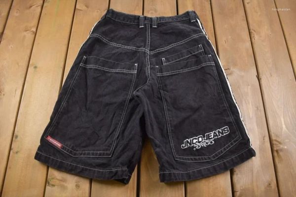 Herren Shorts Y2K Herren Harajuku Hip Hop Buchstaben Grafik bestickt Baggy Black Denim Übergroße Gothic Gym Basketball