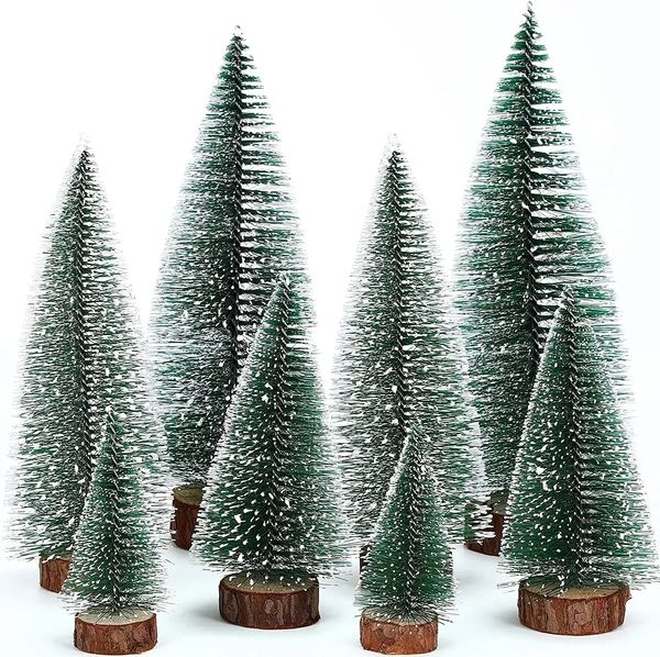 Décorations de Noël 5pcs Mini arbres avec LED String Lights Table Top Petite fenêtre d'arbre DIY 231113