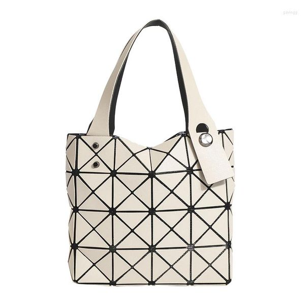 Omuz çantaları pu deri yumuşak geometrik aydınlık çanta kadın içi boş dikiş rhombus tote çanta gündelik alışveriş