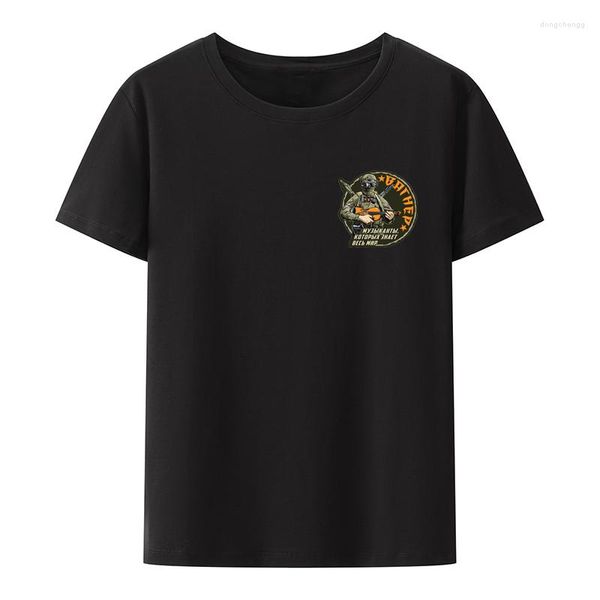 Camisetas Masculinas Militares Russas Wagner Grupo Soldado Camisa de Algodão Para Homem Lazer O-pescoço Estampa Legal T-shirts