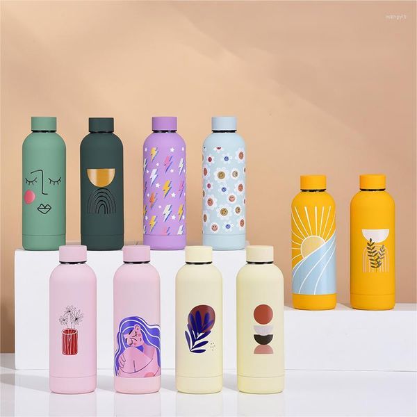 Bottiglie d'acqua Tazza isolante in acciaio inossidabile Figura stilizzata astratta della bottiglia a bocca piccola americana creativa personalizzata