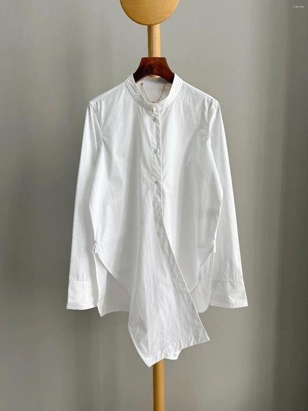 Blusas femininas com bainha cruzada design camisa branca
