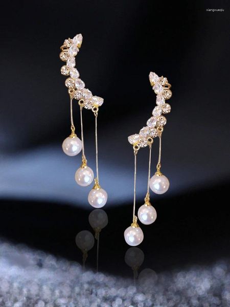 Hoop Ohrringe Romantische Perle Quaste Für Frauen Clip-on Mode Schmuck Trend Party Geschenke Waren Großhandel