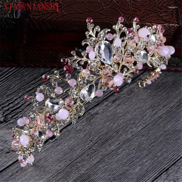 Grampos de cabelo xiaoniansh luxo magnífico diadema cristal claro tiaras de noiva flor coroa de casamento para acessórios de concurso de noiva