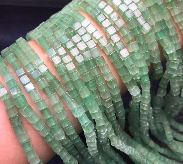 Pedras preciosas soltas 4mm natural verde aventurina contas de cubo suave para fazer jóias diy bordado fazer pulseira