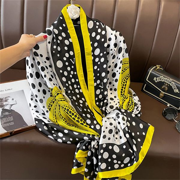 Sarongs 180 * 90 cm klassischer Seidenschal Damen Foulard Bürodame Großer Modedruck Strand Hijab Schal Kette Bandana Schalldämpfer Pareo 231113