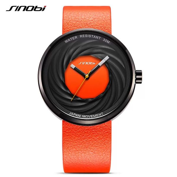 2023 SINOBI Merk Mannen Horloges Unisex Mode Lederen Horloges Japan Quartz Klok Creatieve Sport Horloges Reloj Hombre