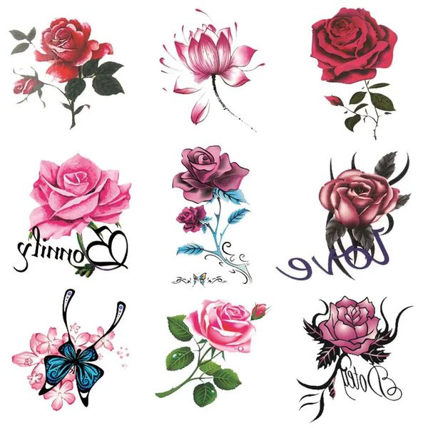 Tattoo Bücher 10 20 30 50pcs wasserdichte temporäre Aufkleber Abnehmbarer Körperkunst Schmetterlingsblume Frauen Männer Mode Aufkleber 231113