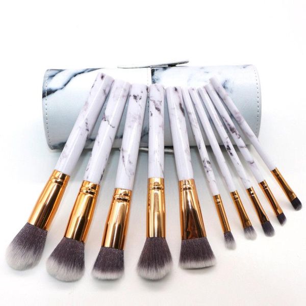 Makeup Brushes Marmer Patten Make Borstel Voor Cosmetische Poeder Foundation Oogschaduw Lip Up Kwasten Set Of TasMakeup