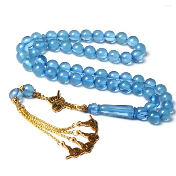 Strand Arabia Fashion Style 10 mm 51 Perlen Tasbih blaues Harz, leuchtet im Dunkeln, muslimischer Rosenkranz, Geschenke, islamisches Misbaha-Gebet