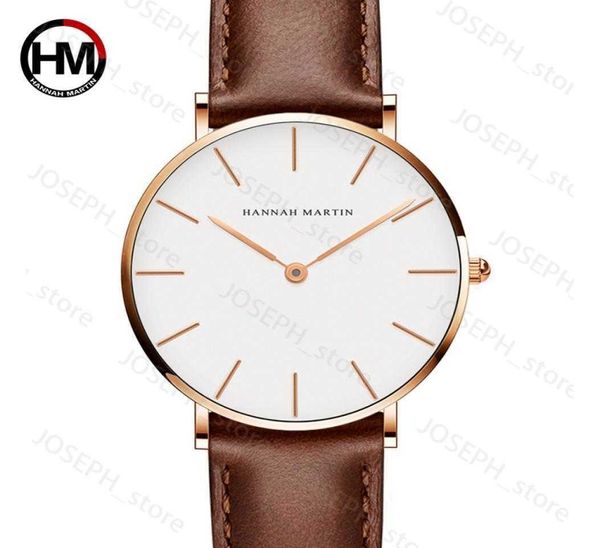 Andere Uhren Relogio Feminino Hannah Martin Luxusmarke Damenuhren Lederband Roségold Wasserdicht Damen Quarz Armbanduhr Fit DW Style C6752150 J230413