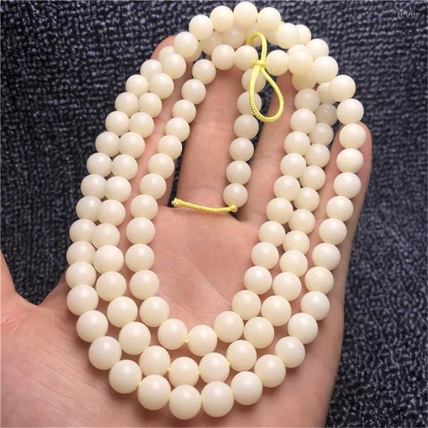 Strang Großhandel 8-12mm buddhistische 108 Mala natürliche runde weiße Bodhi-Wurzel-Perlen-Armband für männliche oder weibliche Gebets-DIY-Perlen Schmuck
