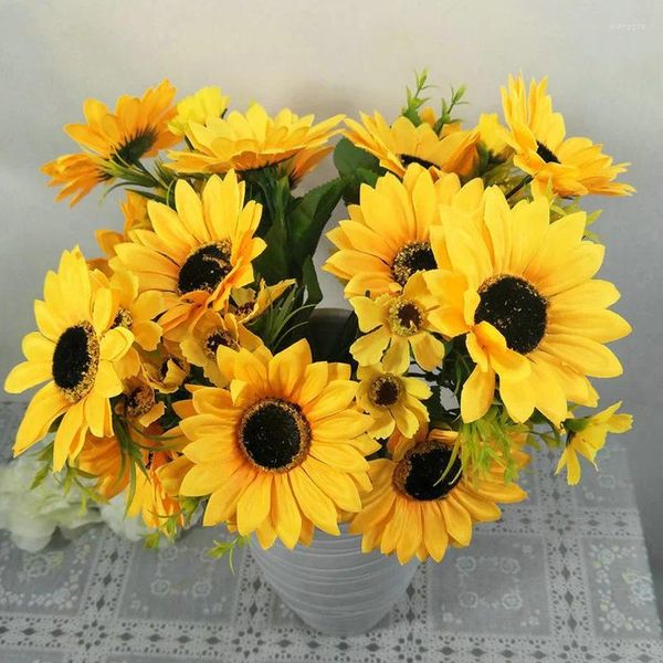 Fiori Decorativi Stile Pastorale 7 Forchette Girasole Artificiale Mobili Per Interni Ed Esterni Decorazione Fiore Pografia Prop