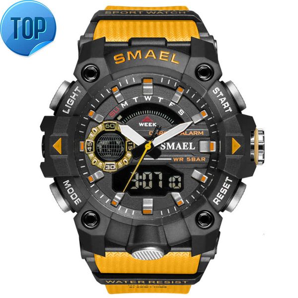 Smael 8040 relógio digital de tempo duplo para homens moda esporte relógios à prova dwaterproof água cronógrafo relógio de pulso eletrônico alarme data automática