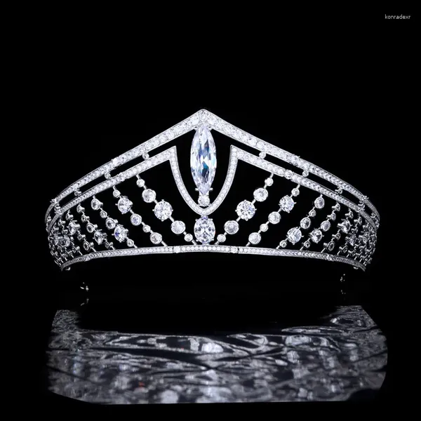 Fermagli per capelli MYFEIVO Lusso grande zircone Corona nuziale Barocco Tiara nuziale Accessori per copricapo completo HQ0540