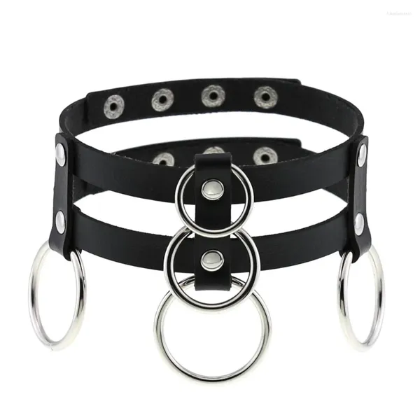 Gargantilha harajuku chocker coração geométrico redondo bloqueio preto vermelho goth punk para mulheres hiphop cosplay jóias de couro