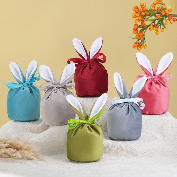 Confezione regalo 7 colori Orecchie di Pasqua Velluto Legare Matrimonio Decorazione carina Blocco di colore creativo Suger Scatole Sacchetti di caramelle