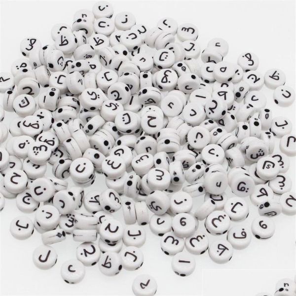 Altro Chongai 300 pezzi rotondo acrilico arabo lettera dell'alfabeto perline sciolte mix lettere per creazione di gioielli accessori fai da te 4X7Mm Y20073024 Dhcqe