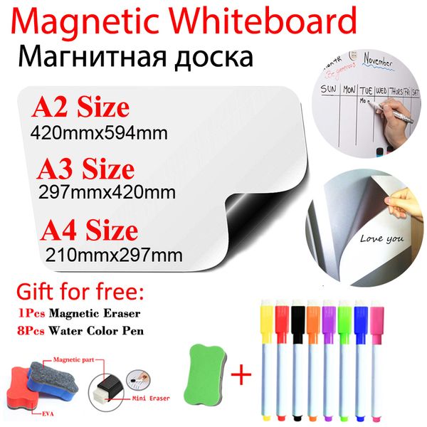 Whiteboards arco ângulo magnético Branco quadro geladeira adesivos calendário calendário Escola Memorando Branco Presente 8 colorido caneta 1 EraSser 230412