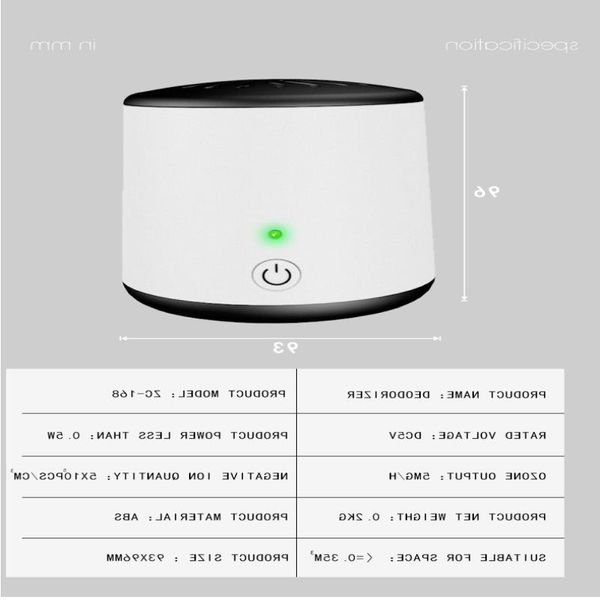 FreeShipping Mini generatore di ozono portatile purificatore d'aria Ionizzatore pulitore di rimozione odore di sigaretta odore batteri frigorifero armadio per auto Gfxrn