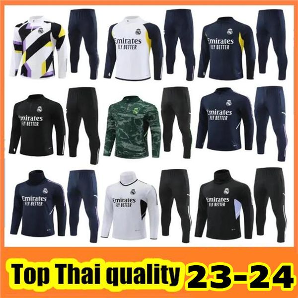 2023 2024 Real Madrid Fußball-Trainingsanzug 23 24 halb gezogene lange Ärmel Fußball-Trainingsanzug Jogging-Kits Männer Kinder Jacke Chandal Futbol