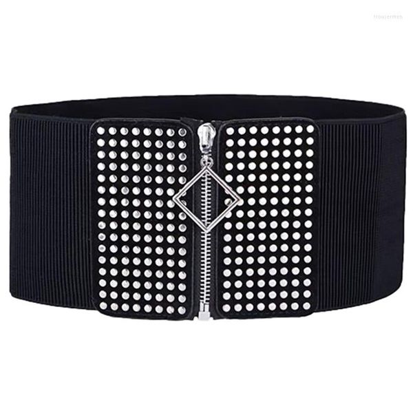 Cintos Mulheres elásticas banda larga Banda amarrada Waspie Girl Corset Ciist Cincher Belt Pu Leather Ladies Punk 1PC 2023