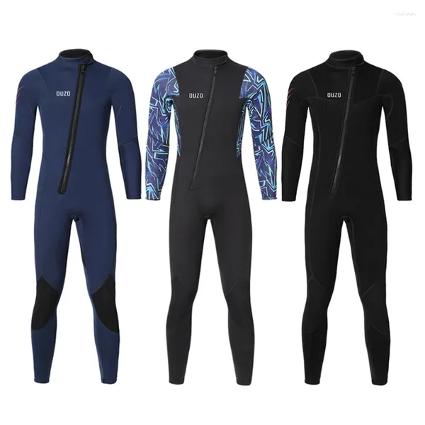 Mulheres Swimwear Mens 3mm Manga Longa Wetsuit Corpo Completo Terno de Mergulho Front Zip para Inverno Snorkeling Surf Natação