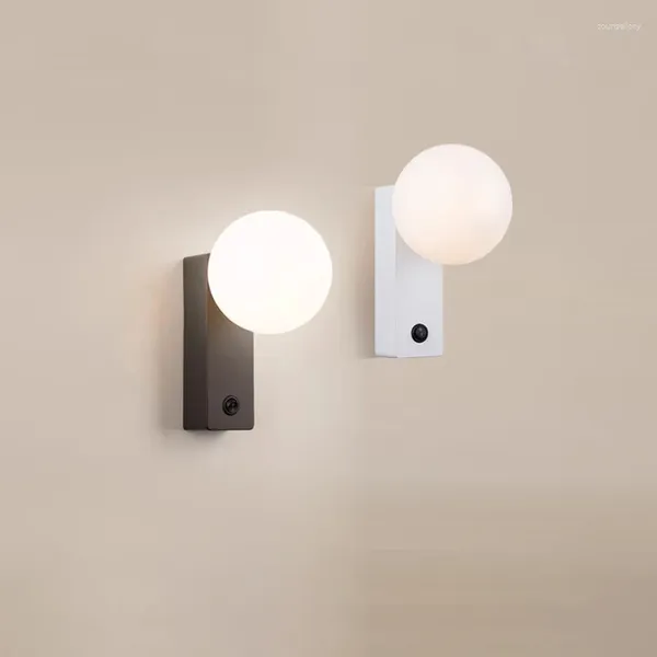 Duvar lambaları 3W LED Yatak Odası Lamba Fikstür Rocker Switch Tricolor Light G9 Ampul Değiştirilebilir Akrilik Top Lafmet Yüzey Montajı El