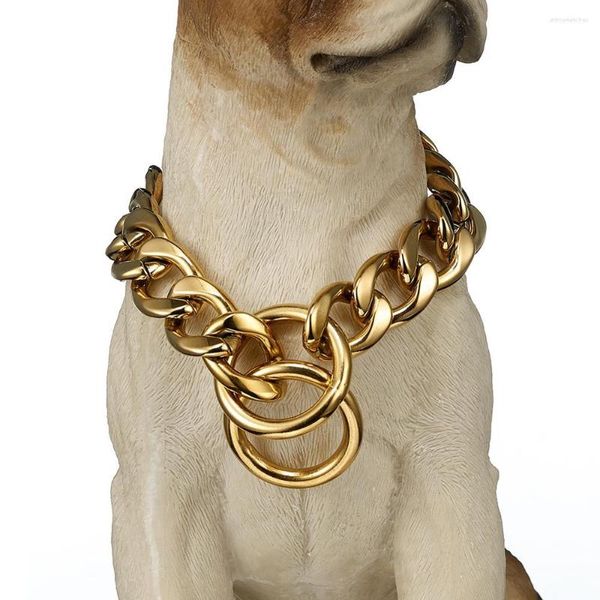 Ketten 13/15mm Edelstahl Hundekette Metall Bequem Puppy Choker Training Walking Halsbänder für große Hunde 12-34''