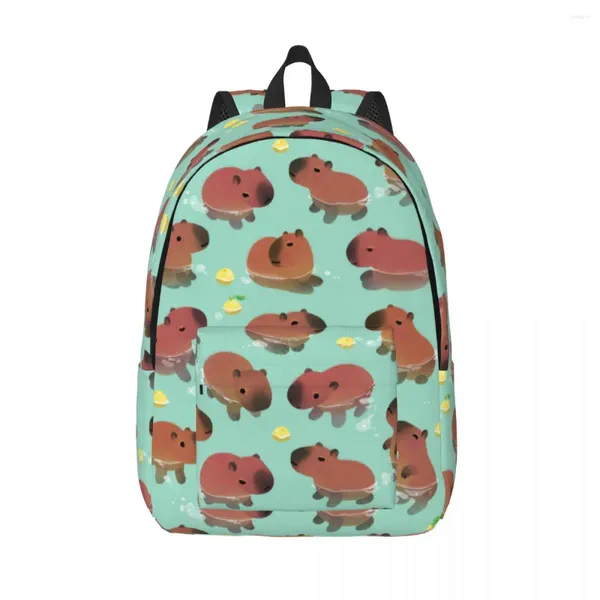 Rucksack Capybath Time Teen Bath Spa Kawaii Animal Print Rucksäcke Polyester High School Taschen Wandern Designer Rucksack