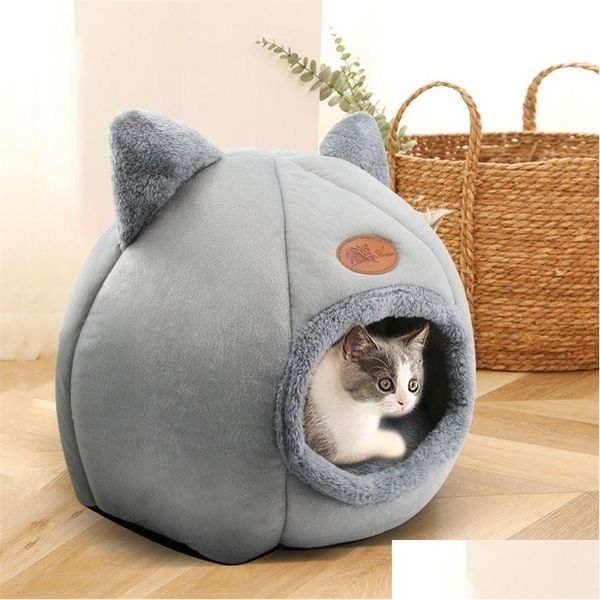 Camas de gato móveis camas de gato móveis super macio cão redondo sono profundo conforto no inverno quente slee tenda aconchegante caverna tapete portátil interior otxdy